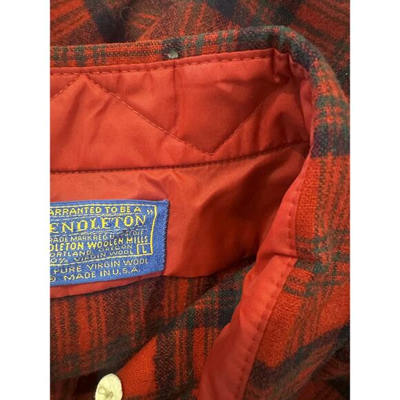 Pendleton Matheson Tartan Flannel Button Down Shirt Wool USA Red Plaid Large - Picture 6 of 10